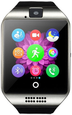 

Macron Bluetooth Touch Screen for Android and IOS Q18 Silver Silver Smartwatch(Black Strap Free Size)
