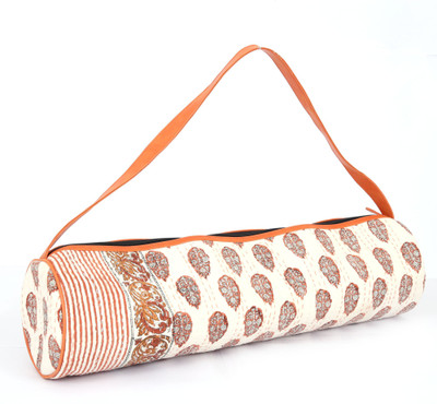 

JaipurSe Premium Designer Artisan made Kantha stitch Full-Zip Yoga Exercise Mat Carry Bag with Multi-Functional Storage Pockets Yoga Mat Bag(Beige, Sling Bag)