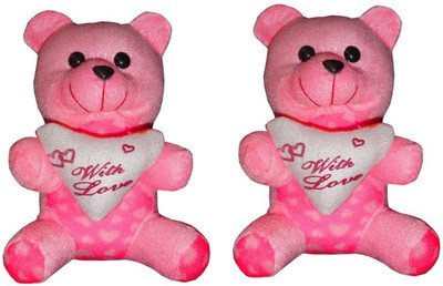 

Atorakushon Pack of 2 Cute Heart Love Teddy Bear Soft Stuffed Plush Toy Kid Children Infant love Valentine Birthday Gift - 8 cm(Multicolor)