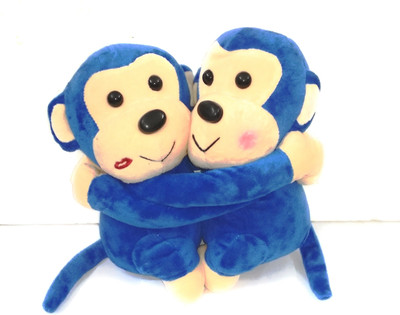 

ClueSteps Cute & Adorable Hanging Monkey Twins Soft Plush Toy - Blue - 20 cm(Blue)
