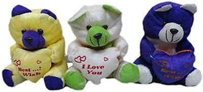 

Atorakushon PACK OF 3 SOFT TEDDY BEAR STUFFED PLUSH TOY FOR KID LOVE VALENTINE COUPLE BIRTHDAY GIFT - 5 cm(Multicolor)