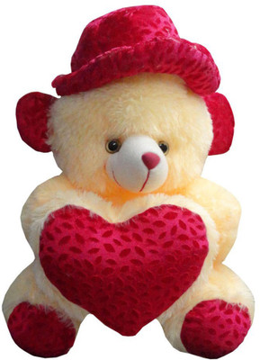 

Atorakushon Cute Heart Cap Teddy Bear Soft Stuffed Plush Toy Kid Children Infant love Valentine Birthday Gift 34 Cm Approx - 20 cm(Multicolor)