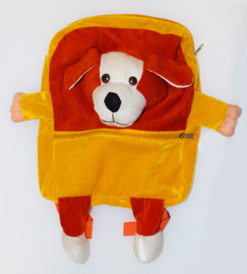 

Akshat Dog Cute Soft Toy School Bag For Kids, Travelling Carry Picnic Teddy Bag - 35 cm(Red, Yellow)