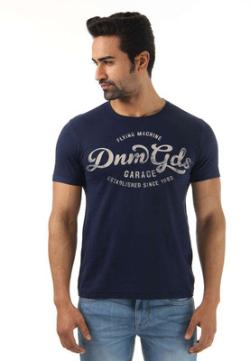 

Flying Machine Printed Men' Round Neck Dark Blue T-Shirt, Navy