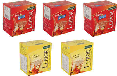 

Lemor Combo pack of 3 Flavor Instant Ice Tea and 2 pack of Ice Tea (Each box contain 10 Sachets) Peach, Lemon Iced Tea Bags Box(50)