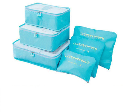 

SYGA Pack of 6 Waterproof Packing Cubes-Compression Travel Luggage Organizer-Clothe Storage Bag-Travel pouch -Laundry Bag (Blue)(Blue)
