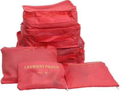 

RKPM Pack Of 6 Waterproof Travel Clothes Bag Cosmetic Laundry Make-Up Storage Pouch Organizer(Red)