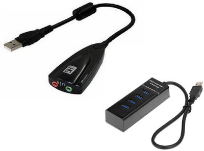 

durReey USB to Sound 7.1Channel Adapter With 3.0 High Speed Slim Design 4Port V7 USB Hub, Sound Card(Black, White)