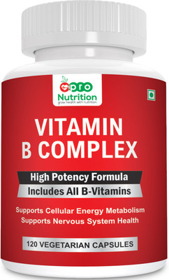 

ProNutrition B Complex Vitamins - ALL B Vitamins Including B12, B1, B2, B3, B5, B6, B7, B9, Folic Acid - Vitamin B Complex Supplement for Stress, Energy and Healthy Immune System 120 Veg capsules(120 No)