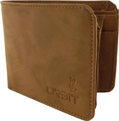 Orbit Men Tan Genuine Leather, Fabric Wallet(4 Card Slots)