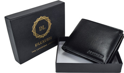 

D'LUXURIO Men Black Genuine Leather Wallet(10 Card Slots)
