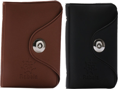 

Rabela Boys Black Plastic Card Holder(10 Card Slots), Black;tan