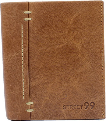 

Street 99 Men Tan Genuine Leather Wallet(12 Card Slots)