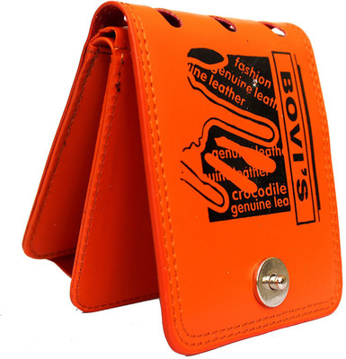 

Bovi Men Casual Orange, Black Artificial Leather Wallet(10 Card Slots)