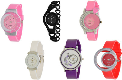 

Nubela New AJS028 Muiti Color Analog 6 Watch - For Girls