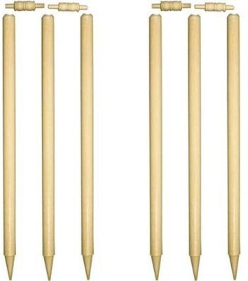 

LIVE SPORTS Wooden Stumps Set Of 6 Stumps With 4 Bails(Brown)