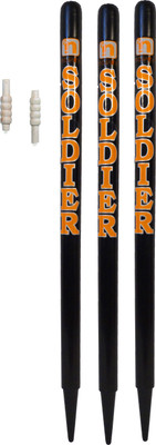 GLS Black Soldier Cricket Wooden Stumps (Set of 3) With Free Bails(Black)