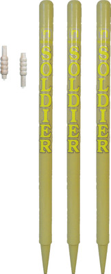 

GLS Cream Soldier Cricket Wooden Stumps (Set of 3) With Free Bails(Beige, Yellow)
