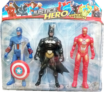 

TALKING GANESHA Super heroes 3 in 1 Action Figure Set 1 with projection light - Captain America, Batman & Iron Man (Multicolor)(Multicolor)