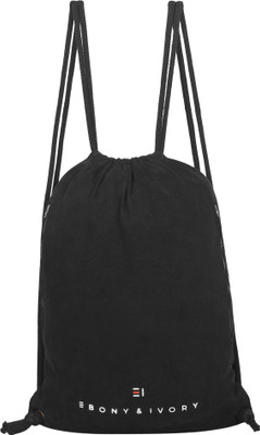 

EBONY & IVORY Denim Backpack with Double Zip Pockets - Jet Black 15 L Backpack(Black)