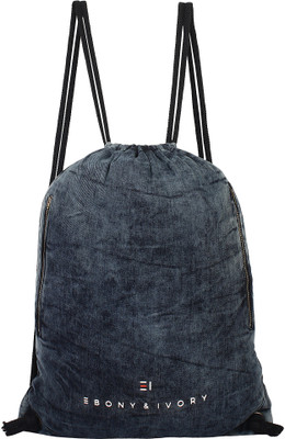 

EBONY & IVORY Denim Backpack with Double Zip Pockets - Grey/Black 15 L Backpack(Grey)