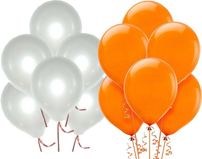 Ishant Creation Solid balloon77 Balloon(White, Orange, Pack of 50)