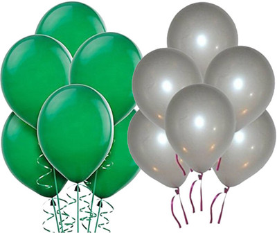 Ishant Creation Solid balloon227 Balloon(Green, Silver, Pack of 50)