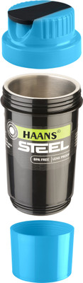 

HAANS Steel Shaker 400 ml Shaker(Pack of 1, Steel/Chrome, Blue), Steel & blue