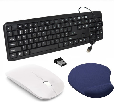 

ReTrack K01 BlackReD Spider Wired USB With Wireless White Mouse And Mousepad Combo Set