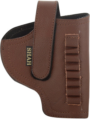 

shah Unisex Leather .32 Bore Revolver Cover Racquet Carry Case/Cover Free Size(Brown)