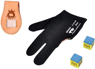 

KBA Combo of magnetic leather chalk holder,two triangle chalk n glove KBAC22 Pool Cue Stick(Microfibre)