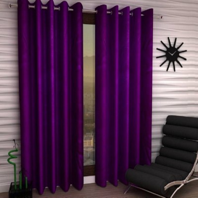 Phyto Home 274 cm (9 ft) Polyester Semi Transparent Long Door Curtain (Pack Of 2)(Solid, Purple)