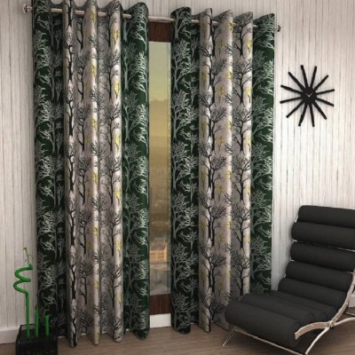 Phyto Home 274 cm (9 ft) Polyester Semi Transparent Long Door Curtain (Pack Of 2)(Abstract, Green)