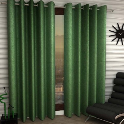 Phyto Home 152 cm (5 ft) Polyester Semi Transparent Window Curtain (Pack Of 2)(Solid, Green)