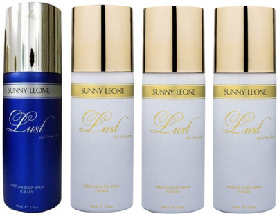 

Sunny Leone One Lust Blue and Three Lust White Perfume Body Spray Combo for Men Perfume Body Spray - For Men(600 ml, Pack of 4)