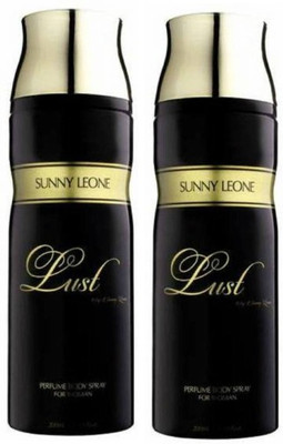 

Sunny Leone Two Lust Black Perfume Body Spray Combo for Women Perfume Body Spray - For Women(400 ml, Pack of 2)