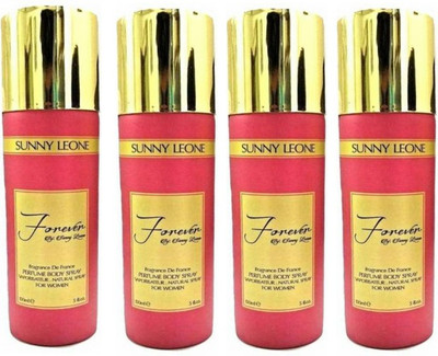 

Sunny Leone Four Forever Pink Perfume Body Spray Combo for Women Perfume Body Spray - For Women(600 ml, Pack of 4)