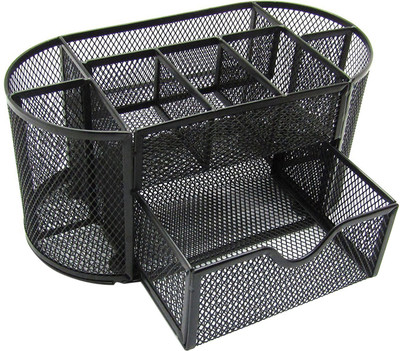 

PINZO 9 Compartments Metal Stationery Organizer(Black)