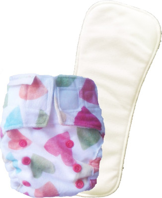 

Superbottoms Newborn SUPERSOFT cover diaper + 1 dry-feel soaker (Baby Hearts) with velcro - New Born(10 Pieces)