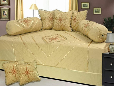 Byloom Cotton Embroidered Diwan Set(Beige)