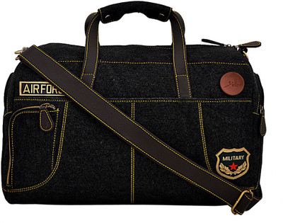 

Yelloe (Expandable) Black Duffle Bag With Big Compartment & Military Design Gym Bag(Black)