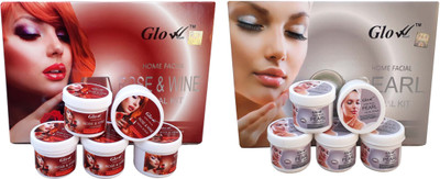 

Glow Right (ROSE & WINE FACIAL KIT 250g With PEARL FACIAL KIT 250g) 500 g(Set of 5)