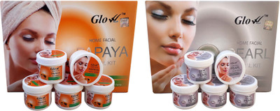 

Glow Right (PAPAYA FACIAL KIT 250g With PEARL FACIAL KIT 250g) 500 g(Set of 5)