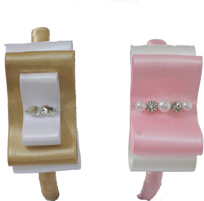 

aarushi creations 2in1 Hair Band(Gold, White, Pink)