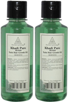 KHADI PURE GRAMODYOG HERBAL TULSI HAIR GROWTH OIL-PACK OF 2 Hair Oil(420 ml)