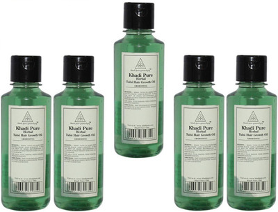 

KHADI PURE GRAMODYOG HERBAL TULSI HAIR GROWTH OIL-PACK OF 5 Hair Oil(1050 ml)
