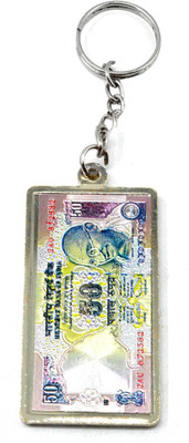 

Faynci Indian 50 rupees Currency Note High Quality Metal collectible Key Chain For Car Bike Bags Key Chain