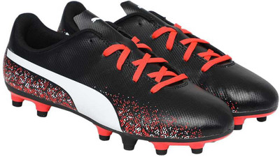 

Puma Boys Lace Football Shoes(Black, Black- white-red blast
