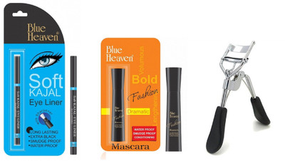 

Blue Heaven SOFT KAJAL,FASHION MASCARA WITH EYELASH CURLER(Pack of 3)