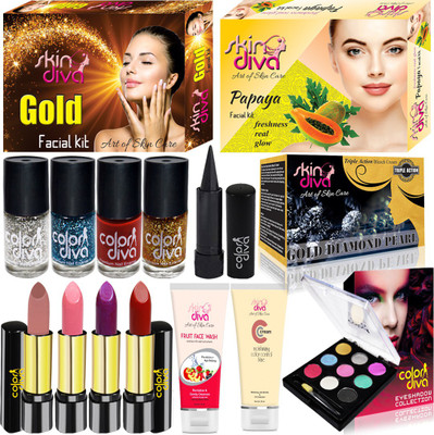

SkinDiva Buy 5 Pc Facial Skin Combo With 10 Pc Makeup Kit(Pack of 15)